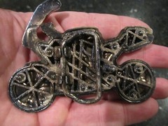 MOTOR CYCLE DESIGN BELT BUCKLE SILVER TONE COVERED IN CRYSTALS GW-17