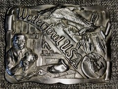 Vtg Pewter Waterfowl USA Belt Buckle Ltd Ed. 1988 Canadian Geese Super Detailed!