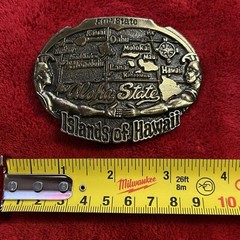 1982 Islands Of Hawaii Metal Brass Belt Buckle 50th State The Aloha State VTG
