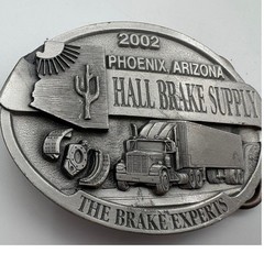 Hall Brake Supply Belt Buckle 2002 Phoenix Arizona Semi Truck Pewter Silver EX
