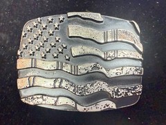 United States American Flag Engraved Patriotic – #6386 Chrome Brand Belt Buckle