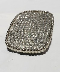 CLEAR CRYSTALS ART FASHION SILVERTONE BELT BUCKLE B FUSSY
