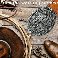 Religious Cross Western Belt Buckles for Men Cowboy Belt Buckle Cowgirl Faith Be