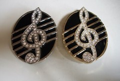 Men&rsquo;s Fashion Black Finish Musical Note Hip Hop Buckle No Belt