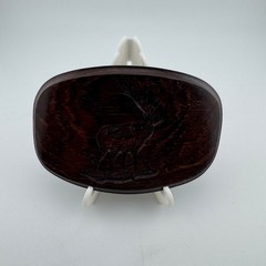 Vintage Kingwood S. America Belt Buckle Brown Wood Excellent Elk 1994 (#124)