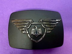 Winged Eagle Shield Black Color Vintage Chrome Brand Belt Buckle