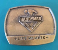 Vintage Brass Handyman Belt Buckle 1996 Club Of America Life Member