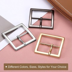2Pcs 1.5&Prime; Single Prong Belt Buckle Square Center Bar Buckles for Belt,Black