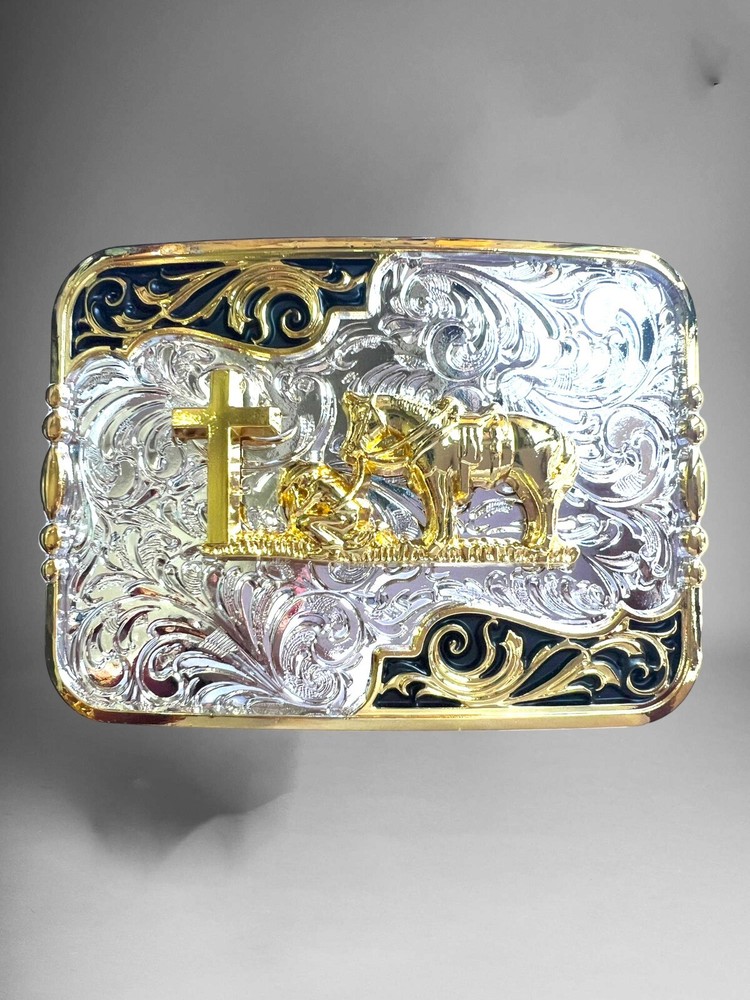Praying Cowboy Rodeo Western Belt Buckle Hebilla Vaquera Con Vaquero Orando