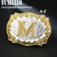 Belt Buckle Western Cowboy Initial Letter A – Z Rodeo Belt Buckle For Unisex
