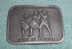 VINTAGE BICENTENNIAL 1776-1976 SPIRIT OF AMERICA METAL BELT BUCKLE