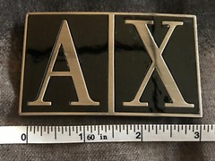 *** AX Silver-Tone/Black Enamel Logo Belt Buckle