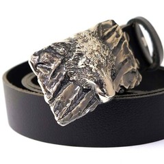 German silver belt buckle « Fenrir Wolf », Animal belt buckle; Werewolf buckle