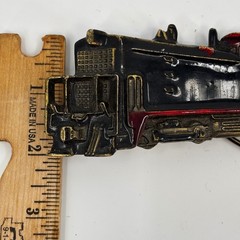 The Great American Buckle Co Belt Buckle Mens Black Red Train Engine 1980 USA