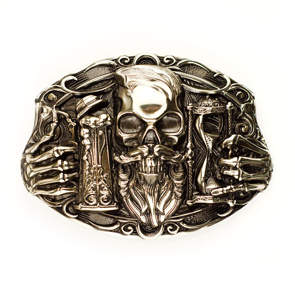 German silver belt buckle Beer, Beer fans buckle, Beer and Skull belt buckle