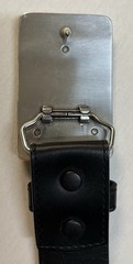 Patriotic Buckle & Black Bonded Leather Belt Sz 44 God Bless America Eagle Flag