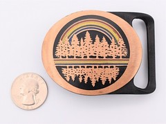 Tech Ether Guild « Echo » Solid Brass Vintage 1970s Hippie Belt Buckle