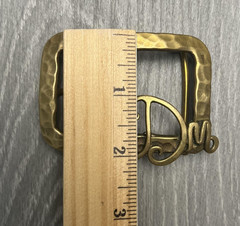 Vintage Dick Peck Belt Buckle Mens Brass Hammered Monogram JDM Signed 1976 70s
