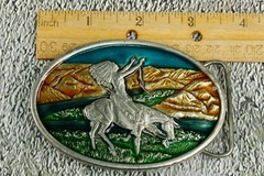 Bergamot Brass vintage Chief Joseph enamel on metal western belt buckle