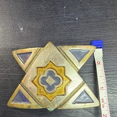 Vintage Geometric Star Enamel Brass Belt Buckle Gold Silver