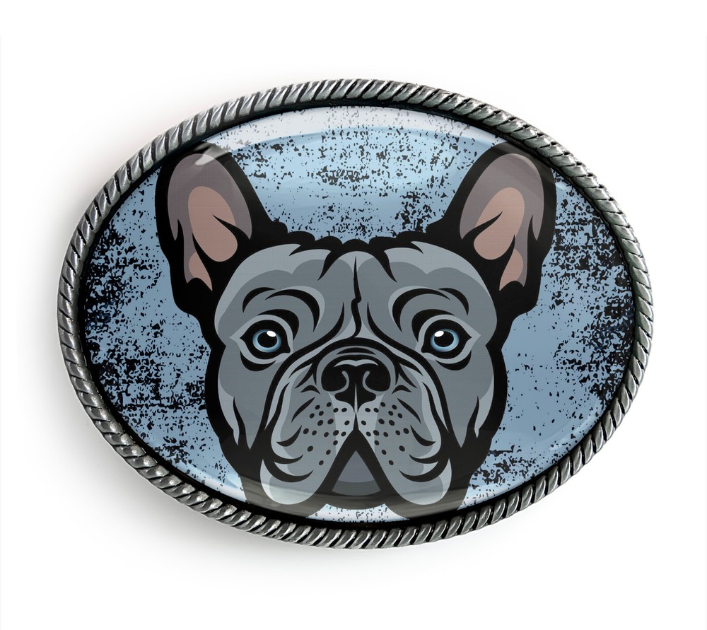 French Bulldog Belt Buckle – Handmade Frenchie Boy Puppy Belt Buckle – 756-2