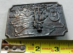 TALL IN THE SADDLE HORSE WESTERN SETTLER GOING WEST COVERED WAGON BELT BUCKLE