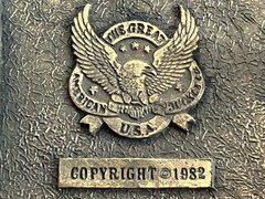 Vintage 1982 The Great American Buckle Co. USA Brass Oval Grandpa Belt Buckle