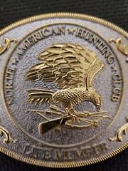 *NOS* GREAT **NORTH AMERICAN HUNTING CLUB** LIFE MEMBER BELT BUCKLE