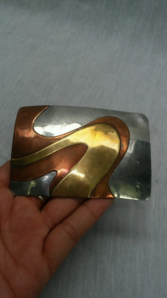 Unique vintage artisan studio Anna mixed metals modernist buckle