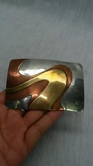 Unique vintage artisan studio Anna mixed metals modernist buckle