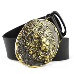 Belt buckle King Lion, Animal solid brass belt buckle, lion head on the buckle