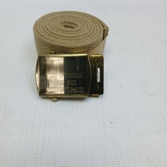 Khaki Web Belt with Brass look Friction Buckle « I&rsquo;m Proud To Be An American » USA