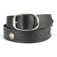 Milwaukee Leather 7123 Men&rsquo;s 44 MAG Black Leather Belt w/ Interchangeable Buckle