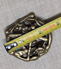 vintage 1970s belt buckle SOLID BRASS handcrafted DRAGONFLY brutalist western