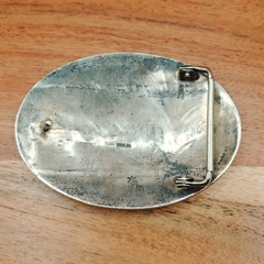 Hopi Pueblo Mitchel Sockyma MS Kokopelli Overlay Sterling Silver Belt Buckle
