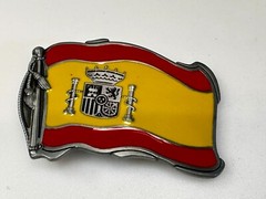 Spain Spanish Madrid Barcelona Flags Enameled Figural Patriotic Belt Buckles