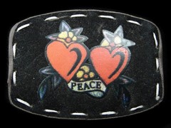 RL05161 REALLY COOL **TWO HEARTS (PEACE)** TATTOO FASHION ART BELT BUCKLE