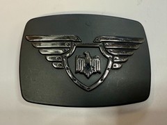 Winged Eagle Shield Black Color Vintage Chrome Brand Belt Buckle