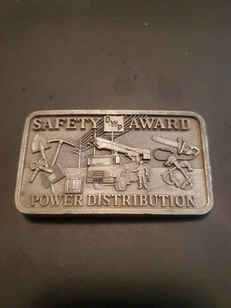 Jostens DWP Safety Award Belt Buckle Utility Power Coal Electric Collector Metal