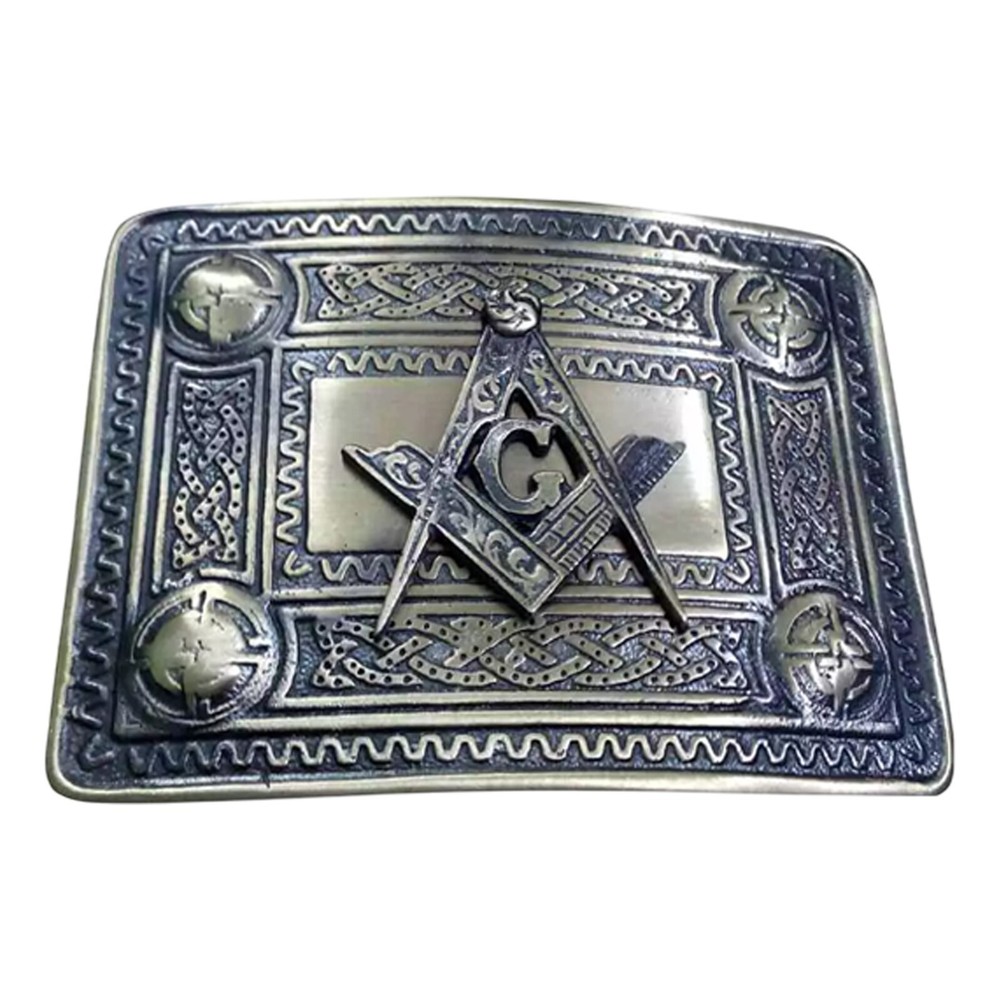 Scottish Antique Kilt Buckle – Masonic Design | Traditional Highland Accessory