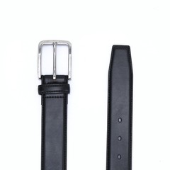 DOSHI Vegan Leather Belt for Men – 1 3/8&Prime; Width, PVD Polished 32, Black