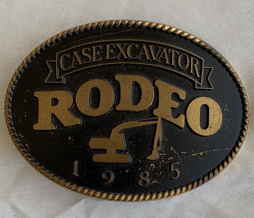 Case Excavator 1985 Rodeo Belt Buckle brass retro construction 1980&rsquo;s equipment