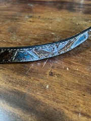 Handmade Patriotic Western Belt 30-Eagles-Brn/White-Blue-Stitches-Buckle-Leather
