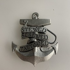 Stewed Screwed and Tattooed Tattoo 2002 Anchor Belt Buckle Vtg