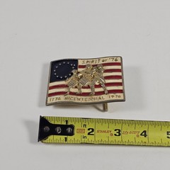 Vintage 1976 Bicentennial Spirit of &rsquo;76 Flag Belt Buckle Revolutionary War Men&rsquo;s