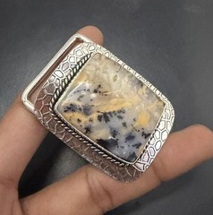 Tiger Dendrite Opal Gemstone 925 Sterling Silver Handmade Belt Buckles Gift For