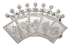 New Men Women Silver Metal Belt Buckle Cool Card Games Crown Gambling Bling Look