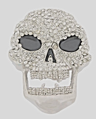 Skull Belt Buckles Men Women Rhinestones Skeleton Vintage Silver Metal Pirate