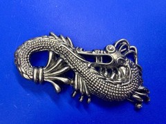 Mystical Chinese Dragon Mythology Figural Cutout Silver Color Belt Buckle