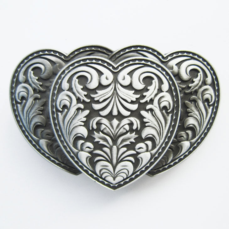 Flower Triple Hearts Metal Belt Buckle